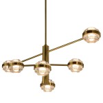 6Light Pendant Lighting Integrated Led Chandelier In Antique Brass