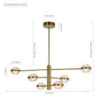 6Light Pendant Lighting Integrated Led Chandelier In Antique Brass