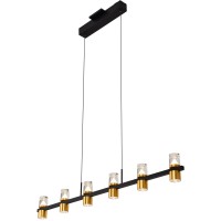 6Light Pendant Lighting Height Adjustable Integrated Led Black Chandelier