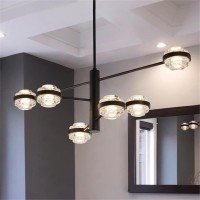 6Light Pendant Lighting Integrated Led Chandelier In Black