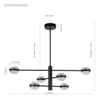 6Light Pendant Lighting Integrated Led Chandelier In Black