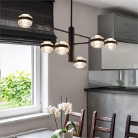 6Light Pendant Lighting Integrated Led Chandelier In Black