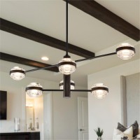 6Light Pendant Lighting Integrated Led Chandelier In Black