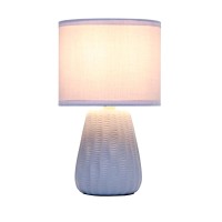 Simple Designs 1102 Traditional Mini Modern Ceramic Texture Pastel Accent Bedside Table Desk Lamp With Matching Fabric Shade