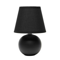 Creekwood Home Nauru 866 Traditional Petite Ceramic Orb Base Bedside Table Desk Lamp With Matching Tapered Drum Fabric Shade