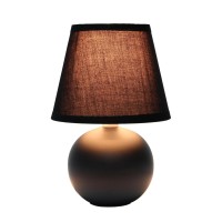 Creekwood Home Nauru 866 Traditional Petite Ceramic Orb Base Bedside Table Desk Lamp With Matching Tapered Drum Fabric Shade