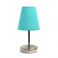 Creekwood Home Nauru 105 Traditional Petite Metal Stick Bedside Table Desk Lamp In Sand Nickel With Fabric Empire Shade For N