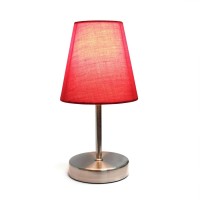 Creekwood Home Nauru 105 Traditional Petite Metal Stick Bedside Table Desk Lamp In Sand Nickel With Fabric Empire Shade For N