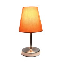 Creekwood Home Nauru 105 Traditional Petite Metal Stick Bedside Table Desk Lamp In Sand Nickel With Fabric Empire Shade For N