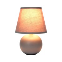 Creekwood Home Nauru 866 Traditional Petite Ceramic Orb Base Bedside Table Desk Lamp With Matching Tapered Drum Fabric Shade