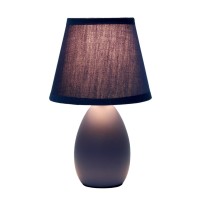 Creekwood Home Nauru 945 Traditional Petite Ceramic Oblong Bedside Table Desk Lamp With Matching Tapered Drum Fabric Shade Fo