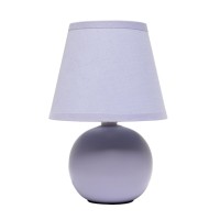 Creekwood Home Nauru 866 Traditional Petite Ceramic Orb Base Bedside Table Desk Lamp With Matching Tapered Drum Fabric Shade