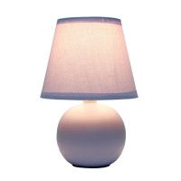 Creekwood Home Nauru 866 Traditional Petite Ceramic Orb Base Bedside Table Desk Lamp With Matching Tapered Drum Fabric Shade