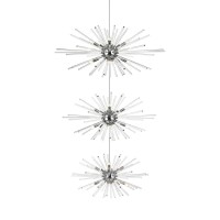 Sienna 46 Inch Three Tiers Crystal Starburst Chandelier In Chrome