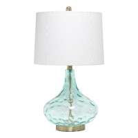 Lalia Home 24 Classix Contemporary Dimpled Colored Glass Table Lamp With White Linen Shade For Living Room Bedroom Entryway