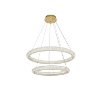 Bowen 32 Inch Adjustable Led Chandelier In Satin Gold